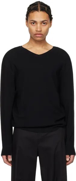 Черный свитер с v-образным вырезом Amomento