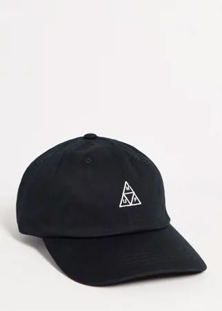 Черная 6-панельная кепка с логотипом-треугольниками HUF Essentials-Черный цвет