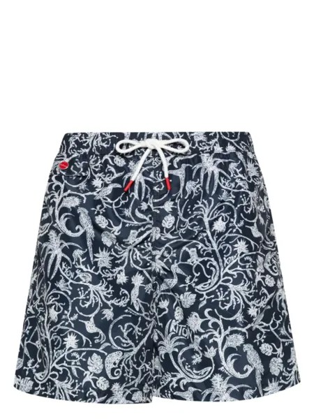 Kiton плавки-шорты с вышитым логотипом, синий