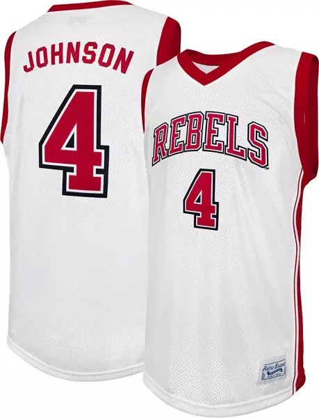 Retro Brand Мужская баскетбольная майка UNLV Rebels Larry Johnson #4, белая реплика