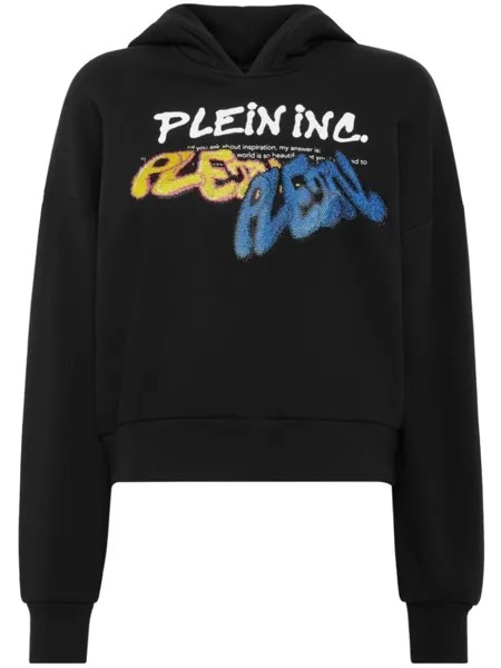 Philipp Plein укороченное худи с логотипом, черный