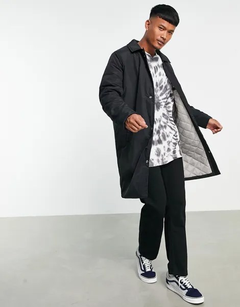 Черный тренч со стеганой подкладкой ASOS DESIGN-Черный цвет