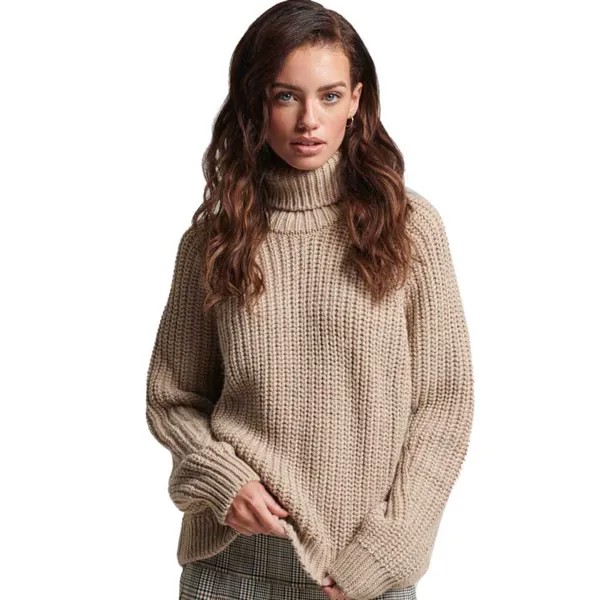 Свитер Superdry Slouchy Stitch Roll Neck, бежевый