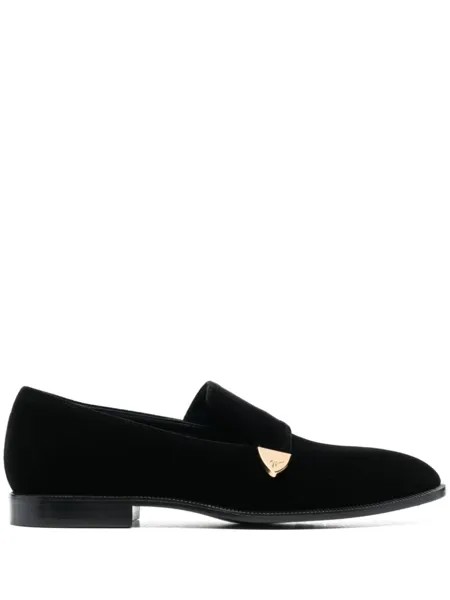 Giuseppe Zanotti бархатные лоферы с логотипом, черный