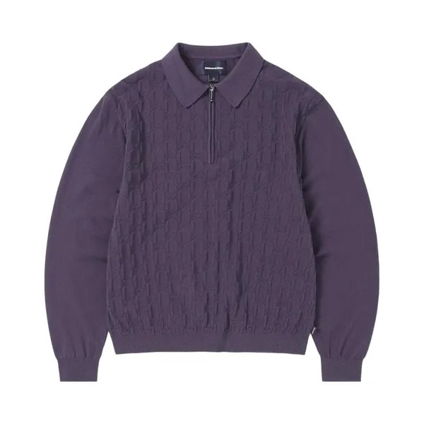 Поло Thisisneverthat thisisneverthat Cable Knit Zip Polo, фиолетовый