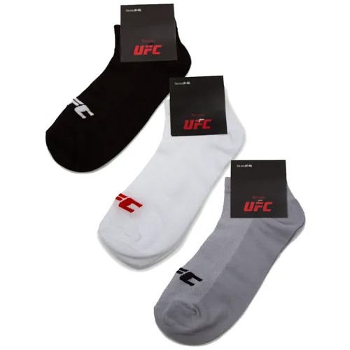 Набор носков 3-PACK LOW SOCKS UFC LOGO белый, серый, черный, 3 пары