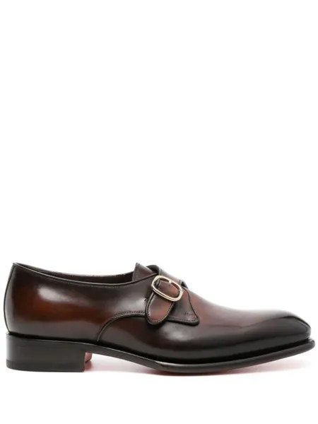 Santoni туфли монки с выцветшим эффектом, коричневый