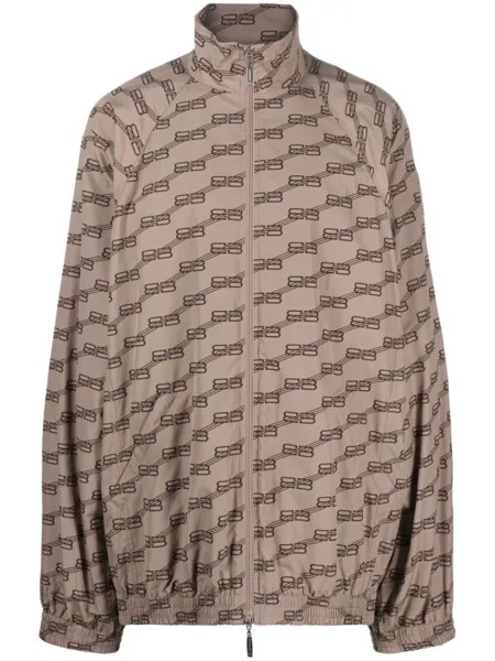 Balenciaga спортивная куртка с монограммой, коричневый