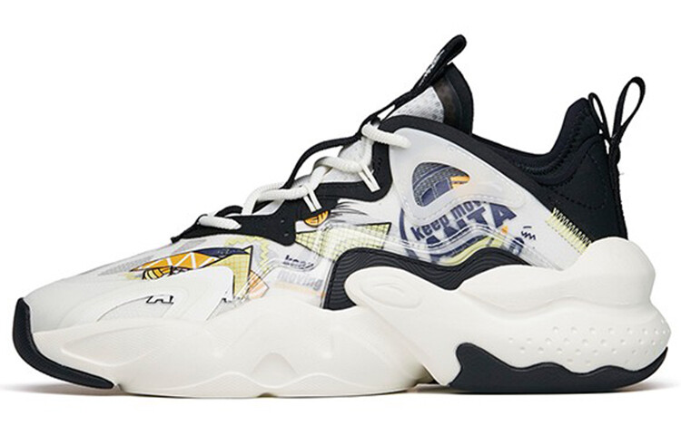 ANTA Bastard Lifestyle Shoes Men Low-top Ivory White/black/fluorescent Pale Green