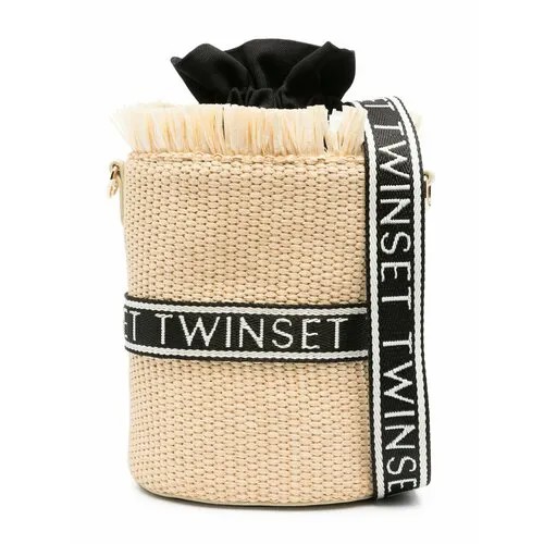 Сумка ведро Twinset Milano, фактура плетеная, коричневый