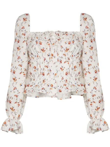 Reformation блузка с длинными рукавами и цветочным принтом