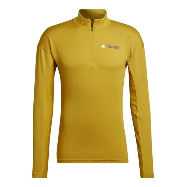 Футболка Men's adidas Sleeve Side Alphabet Printing Half Zipper Long Sleeves Yellow T-Shirt, желтый