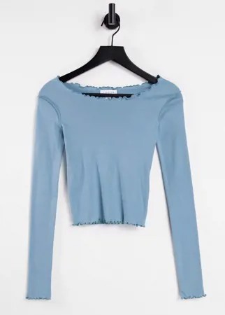 Голубой лонгслив с волнистыми краями Topshop
