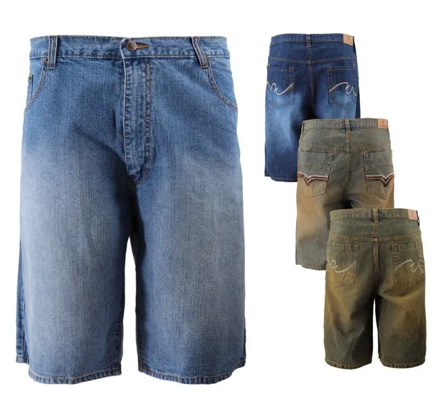 Мужские джинсовые потертые классические джинсовые шорты свободного покроя из смеси хлопка