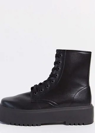 Черные ботинки на массивной подошве ASOS DESIGN Wide Fit Attitude 2-Черный цвет