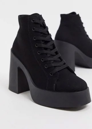 Черные парусиновые ботинки на шнуровке ASOS DESIGN-Черный цвет