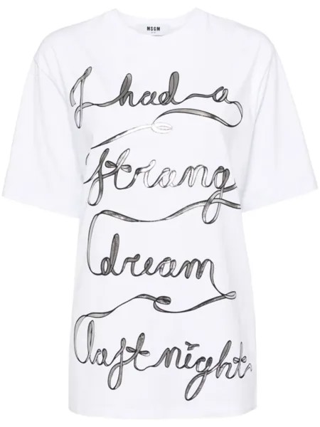 MSGM футболка с кристаллами, белый