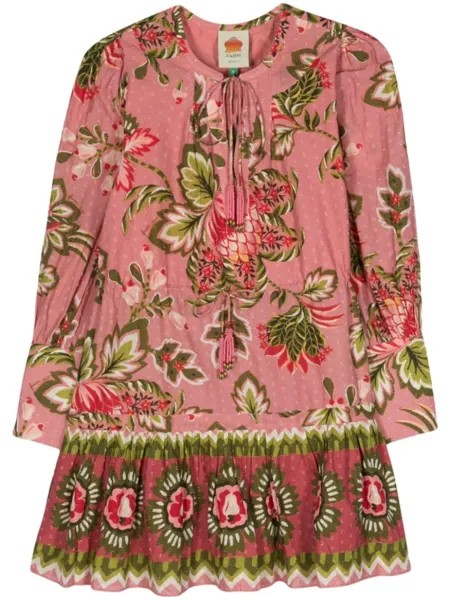 FARM Rio фактурное платье мини Aura Floral, розовый