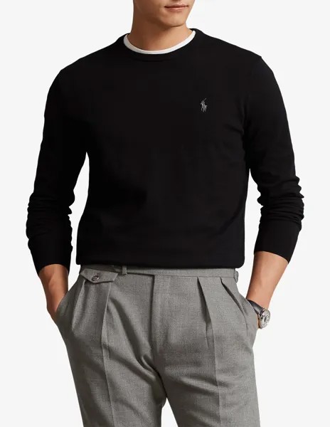 Свитер с круглым вырезом из расшитого хлопка Ralph Lauren, черный