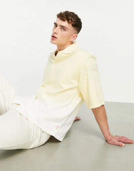 Желто-белая рубашка с отложным воротником от комплекта Bershka-Желтый