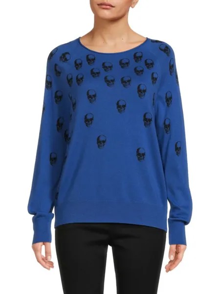Кашемировый свитер с принтом черепа Skull Cashmere, цвет Cobalt Black