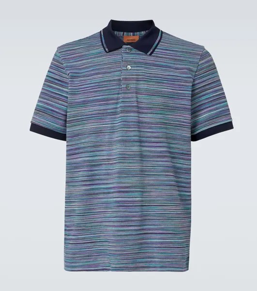 Полосатая хлопковая рубашка-поло Missoni, цвет blue and purple space dyed