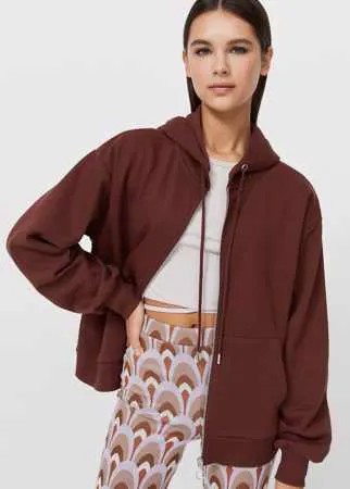 Stradivarius Худи Оверсайз На Молнии Коричневый M