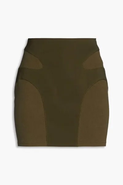 Мини-юбка из смесового хлопка со вставками из джерси в рубчик Dion Lee, армейский зеленый