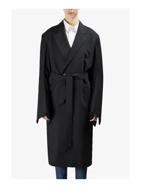 Для мужчин и женщин, свободная талия, большой профиль, длинное черное шерстяное пальто, широкие рукава, осенне-зимняя ветровка