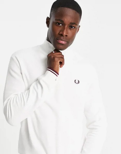 Белый свитшот с короткой молнией Fred Perry