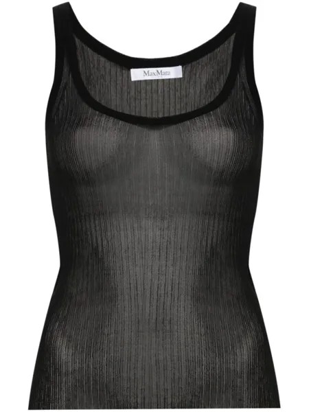 Полупрозрачный топ в рубчик Max Mara, черный