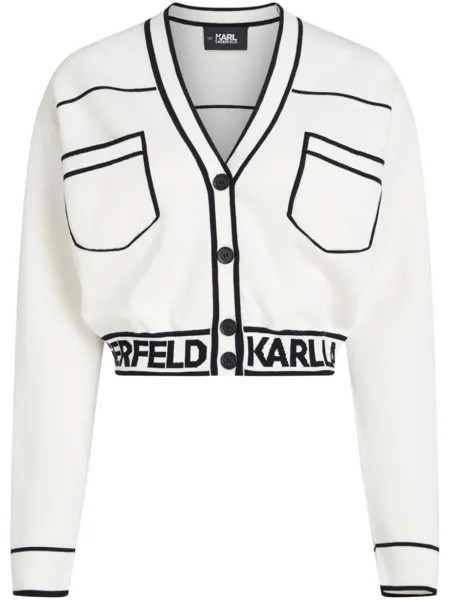 Karl Lagerfeld кардиган с контрастной отделкой и логотипом, белый