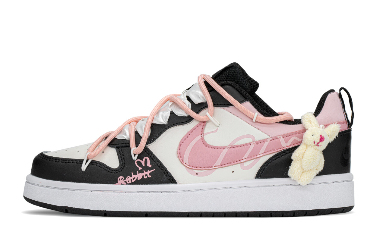 Кроссовки Nike Court Borough Skateboarding Shoes Women's Low-top Black/pink, черный/розовый