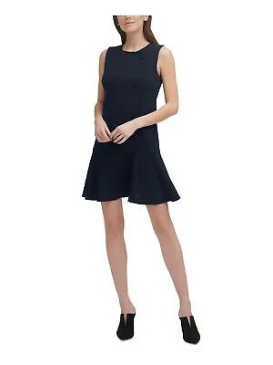 DKNY Черное женское приталенное платье без рукавов с заниженной талией на искусственных пуговицах 2