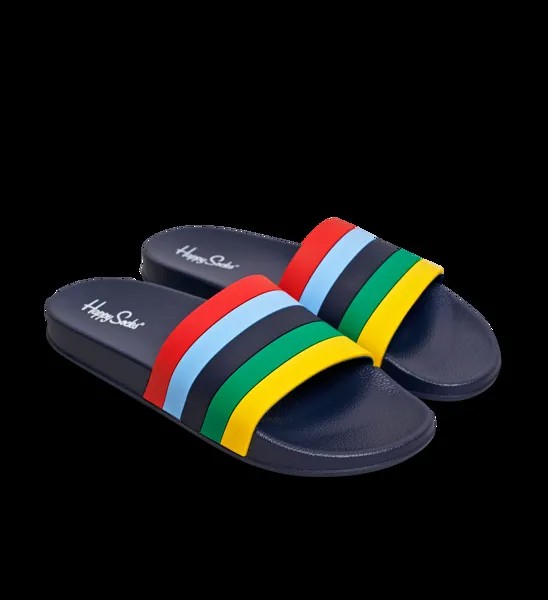 Сланцы женские Happy Socks Pool Slider Stripe STR114 синие 36.5 EU
