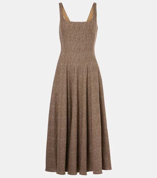 Платье миди Wells Staud, цвет mocha herringbone