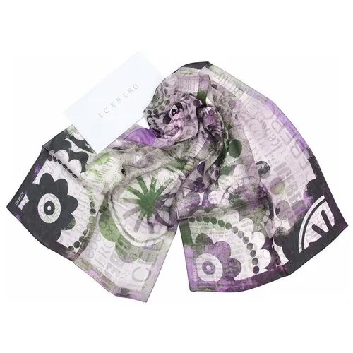 Великолепный шарф из шелка с брендированным принтом Iceberg 822784