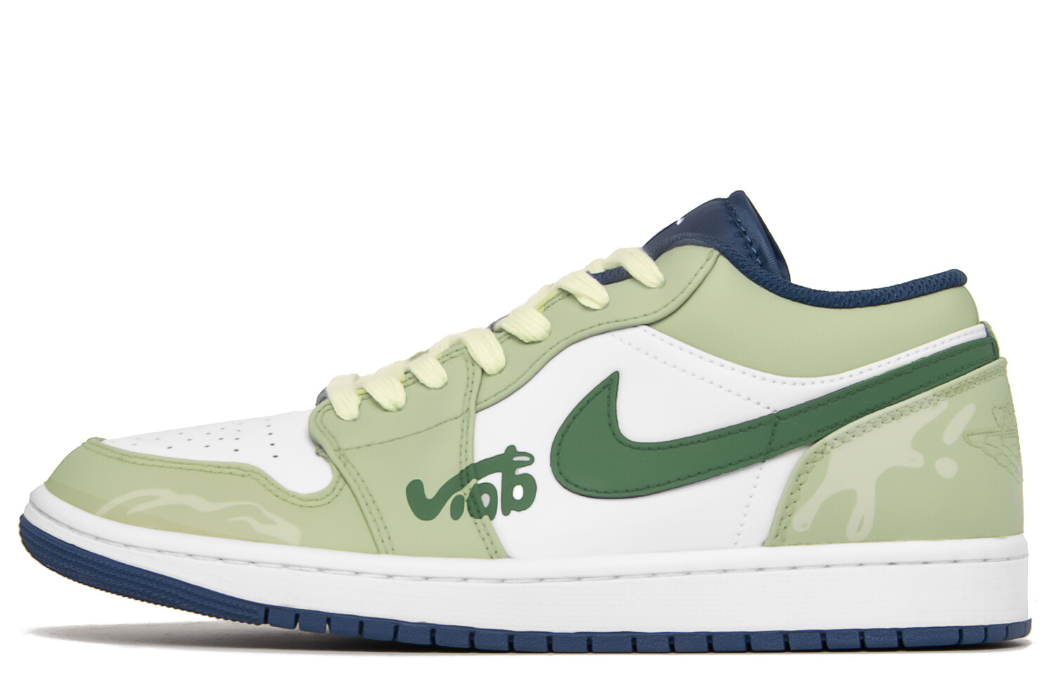Кроссовки Air Jordan 1 Vintage Basketball Shoes Men Low-top White/green, зеленый