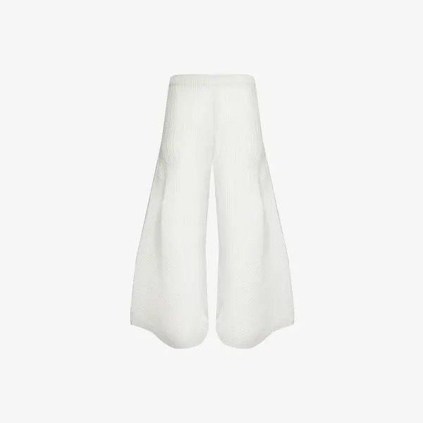 Трикотажные брюки широкого кроя со складками Pleats Please Issey Miyake, белый