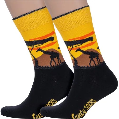 Носки PARA socks, 2 пары, размер 36-40, черный, желтый