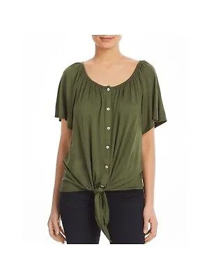 Женская зеленая эластичная блуза с круглым вырезом и пуговицами K - C, L