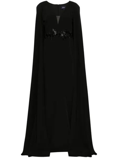 Marchesa Notte вечернее платье с цветочной аппликацией, черный