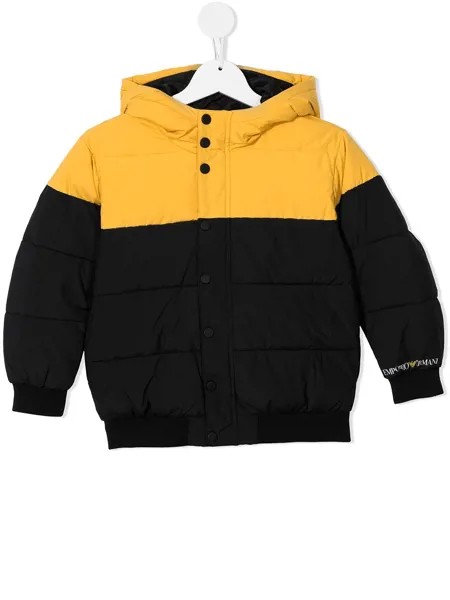 Emporio Armani Kids пуховик с капюшоном и логотипом