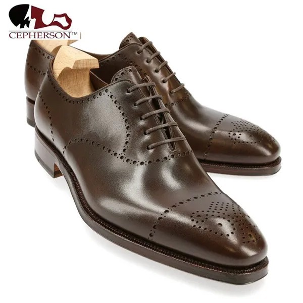 Оксфорды броги классические мужские деловые туфли однотонные официальные оригинальные на шнуровке натуральная кожа лучшие мужские дизайн...