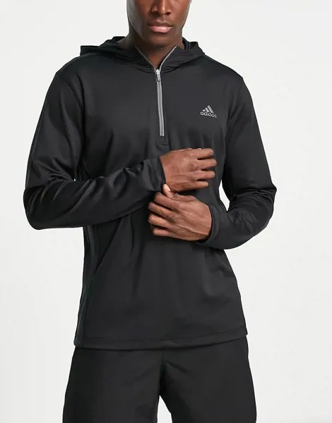 Черный худи на молнии длиной 1/4 adidas Golf-Черный цвет
