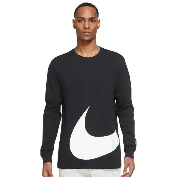 Лонгслив Nike Contrasting Colors Large Logo, черный/белый