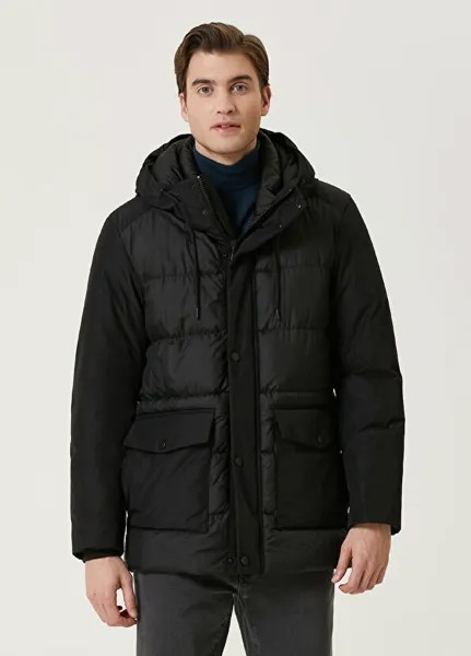 Стеганое пальто с деталью гарни на капюшоне Beymen Collection, черный