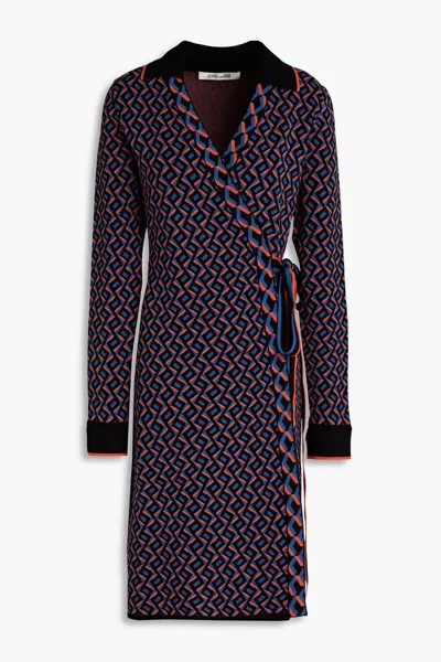 Платье Charissa жаккардовой вязки с запахом Diane Von Furstenberg, индиго