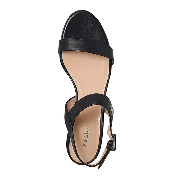 Женские черные кожаные босоножки на каблуке Bally Carlas 6234126, черный
