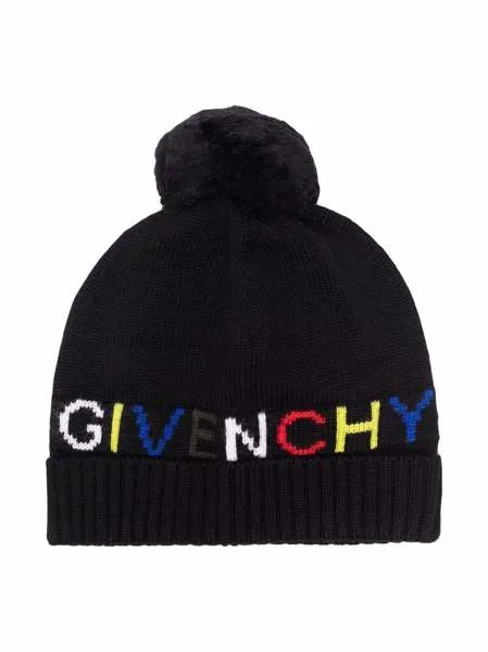 Givenchy Kids шапка с помпоном и логотипом